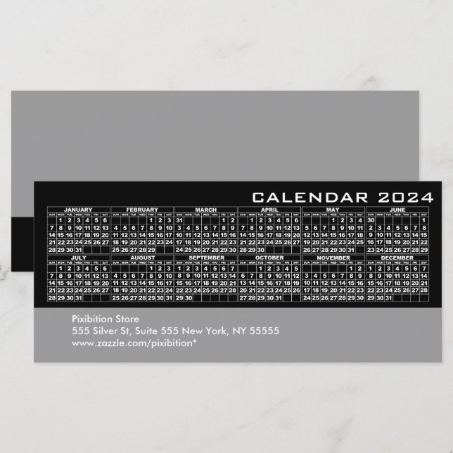 Calendar 2024 Business Rack Card Black (Front/Back)