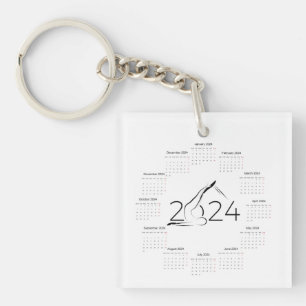 Calendar 2024 for Pilates instructor Key Ring