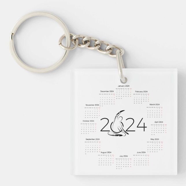 Calendar 2024 for Pilates instructor Key Ring (Front)