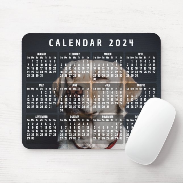 Calendar 2024 upload photo mouse pad (With Mouse)