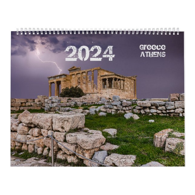Calendar 2024 year with photo of Athens, Greece (Cover)