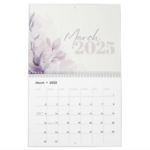 Calendar 2025 Floral Purple Watercolor