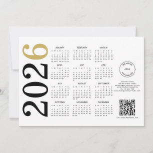 Calendar 2026 Business Logo QR Code Happy New year Holiday Card