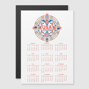 Calendar 2026 Happy Birthday USA 250 Magnetic Card