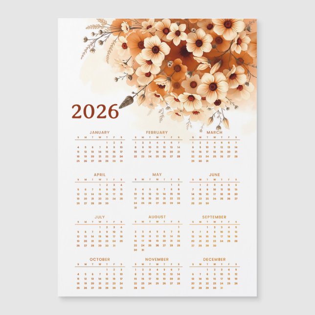 Calendar 2026 with flowers (Front)