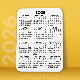 Calendar - Basic Minimal Black and White Magnet