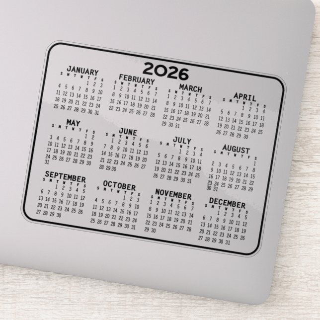 Calendar - black and white mini calendar (Detail)