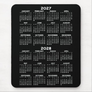 Calendar - black background - Vertical Mouse Mat