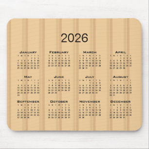 Calendar brown stripes mouse mat
