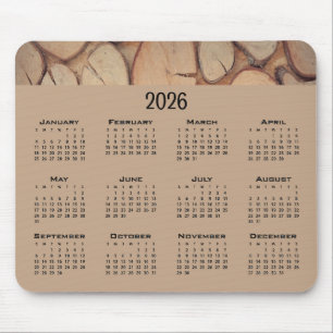Calendar brown tree logs mouse mat