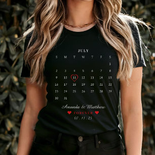 Calendar Couple Anniversary Valentine's Day Black T-Shirt