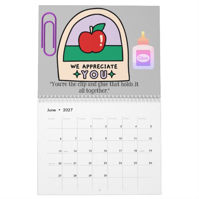 Calendar for Teachers (Jun 2027)