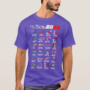 Calendar Formula race cars 2026 circuits colours v T-Shirt