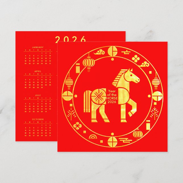 Calendar Gold Chinese new year 2026 (Front/Back)