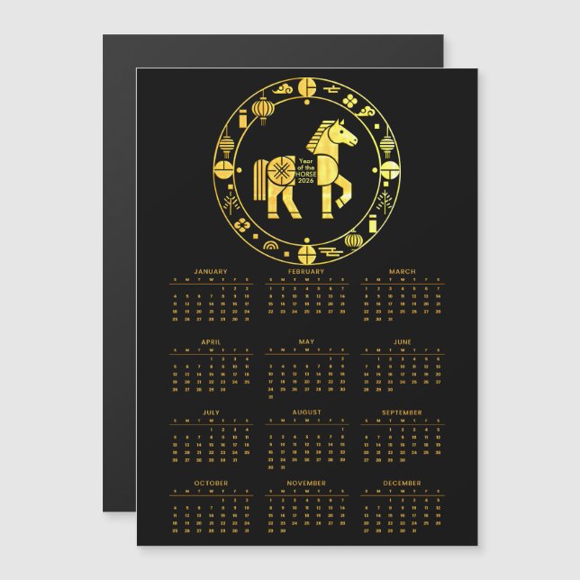 Calendar Gold Chinese new year 2026 (Front/Back)