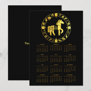 Calendar Gold Chinese new year 2026 Holiday Card