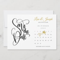Calendar Gold Cupid Love Heart Save the Date