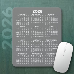 Calendar - grey background - Vertical  Mouse Mat