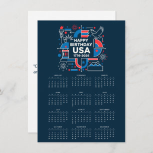 Calendar Happy Birthday USA 250 Holiday Card