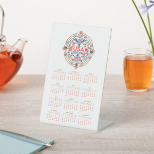 Calendar Happy Birthday USA 250 Pedestal Sign