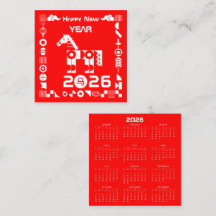 Calendar Happy New Year 2026 Square Business Card