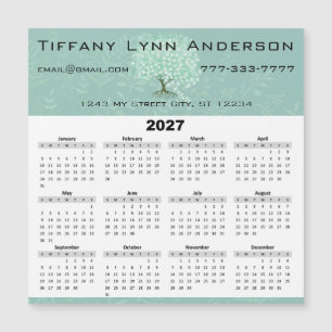 Calendar Heart Leaf Tree Floral Mint Green