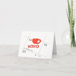 Calendar Hearts St. Valentine's Day Card