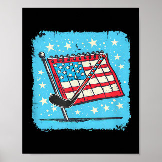 Calendar Hockey Stick Design 4th Of July Hockey  Poster