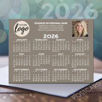 Calendar - logo, photo, business contact - beige