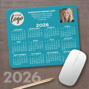 Calendar - logo, photo, business contact - blue mouse mat