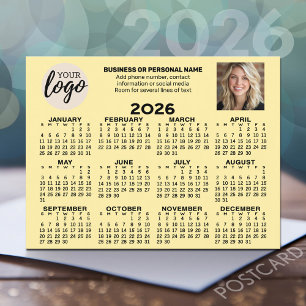 Calendar - logo, photo, business contact - pastel postcard