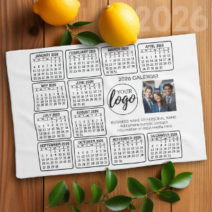 Calendar - logo, photo business tea towel