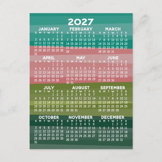 Calendar - modern abstract stripe pattern postcard (Front)