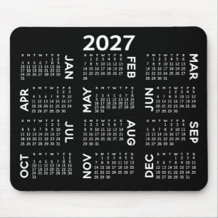 Calendar - modern black and white simple mouse mat