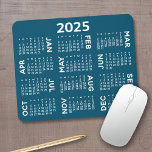 Calendar - modern blue and white simple mouse mat<br><div class="desc">Navy blue and White - A minimal, basic 12 month 2025 calendar with a solid colour background. A modern look for your home office or school locker. The fonts are simple to read, and the colours can be changed. -------- If you open the customise area, it will take to you...</div>