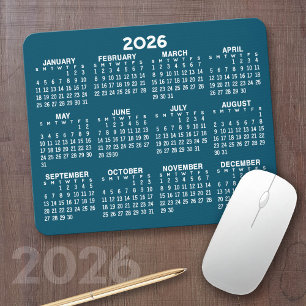 Calendar - modern blue and white simple mouse mat