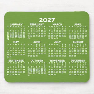 Calendar - modern green and white simple mouse mat