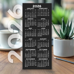 Calendar - Modern Minimal Tall Black White Card