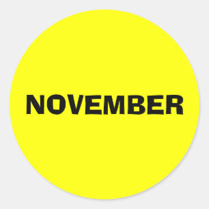 Calendar Month by Janz November Yellow Classic Round Sticker