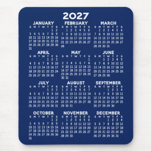 Calendar - navy blue background - Vertical  Mouse Mat