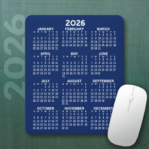 Calendar - navy blue background - Vertical  Mouse Mat