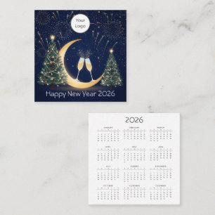 Calendar New Year 2026 Square Business Card