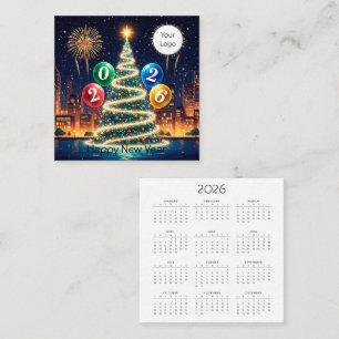 Calendar New Year 2026 Square Business Card