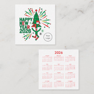 Calendar New Year 2026 Square Business Card
