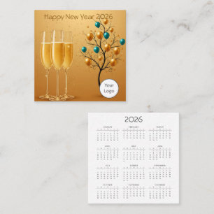 Calendar New Year 2026 Square Business Card