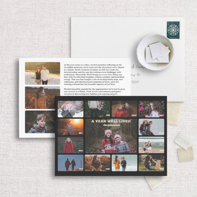 Calendar New Year in Review Holiday Photo Card (Creator Uploaded)