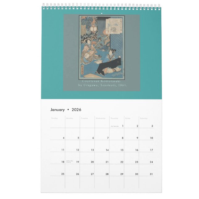 Calendar of Antique Japanese Woodblocks (Jan 2026)