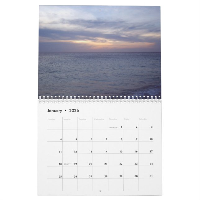 Calendar of Aruba Sunsets (Jan 2026)