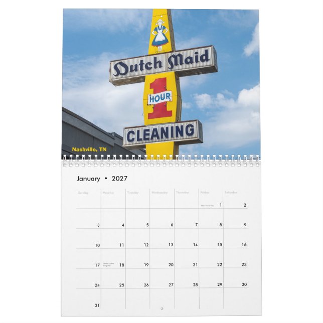 Calendar of vintage signs from across America (Jan 2027)