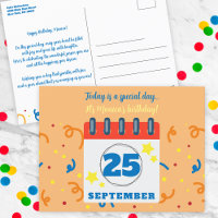 Calendar Page September 25th Birthday Celebration